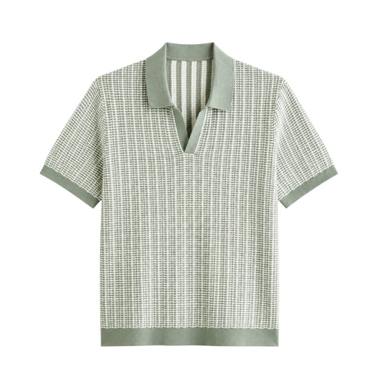 Isabella's Vintage Decor Men's Sage Green Knit Polo T-Shirt